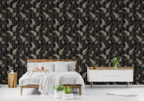 Living Room Accent Wallpaper Black Fern Decal Removable Vinyl Living Room Accent Wallpaper Black Fern Decal Removable Vinyl