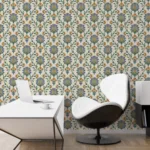 Midcentury Floral Wallpaper Retro Home Accent Wall Design