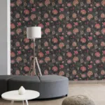 Ornate Dark Floral Wallpaper Removable Victorian Kalamkari Home Decor Ornate Dark Floral Wallpaper Removable Victorian Kalamkari Home Decor