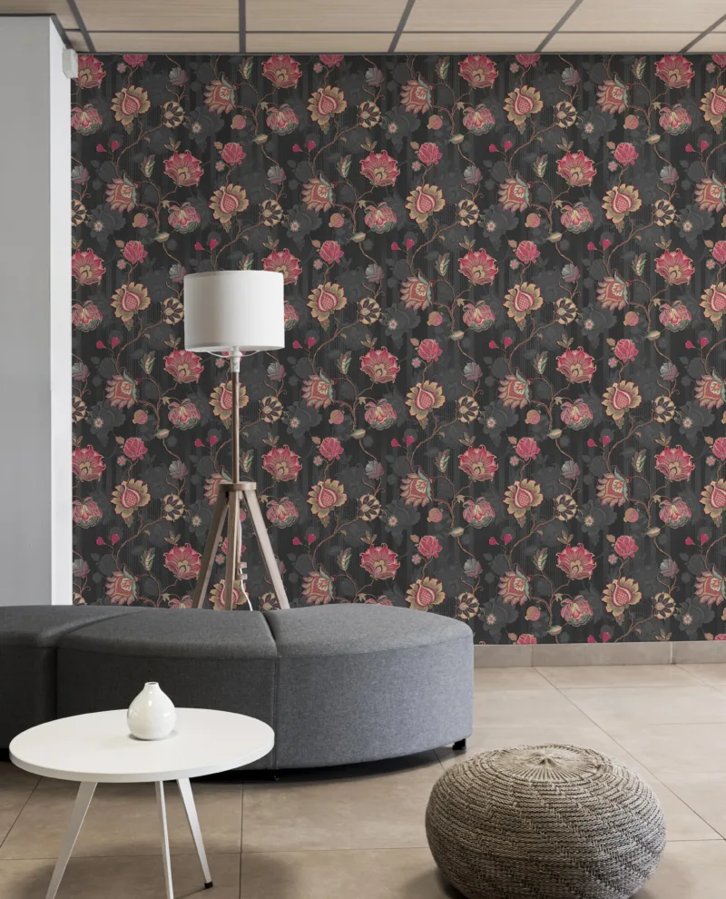 Ornate Dark Floral Wallpaper Removable Victorian Kalamkari Home Decor Ornate Dark Floral Wallpaper Removable Victorian Kalamkari Home Decor