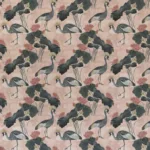 Pink Oriental Removable Wallpaper Mural With Vintage Crane Design