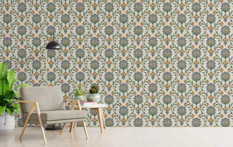 Repeating Damask Wallpaper Retro Pattern Vintage Home Wall Design