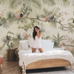 Self Adhesive Wallpaper Tropical Toucan Jungle Room Wall Decor