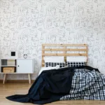 Abstract One Line Face Wall Mural For Bedroom Decor Brooklyn Design Spotlight Minimalist one-line abstract face wall mural for Brooklyn bedroom décor – modern artistic peel and stick wallpaper USA