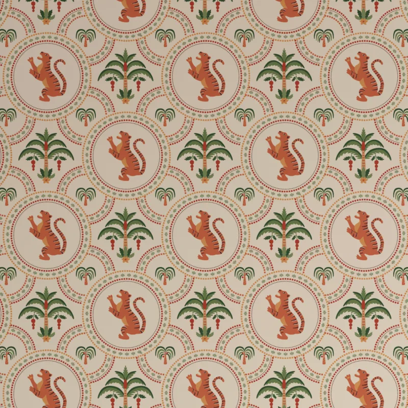 Bold tiger vintage jungle wallpaper for boys’ room, ideal choice for adventurous Texas kids’ spaces.