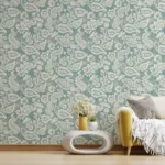 Cream Botanical Wall Decal Victorian Floral Decor LosAngeles Interior Style