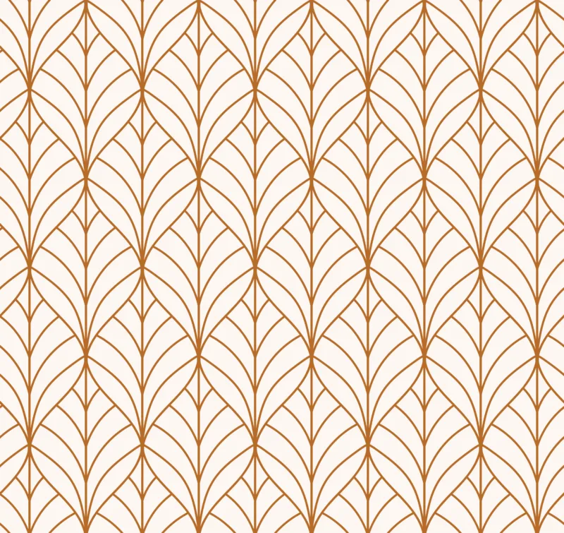 easy-diy-wallpaper-leaf-print-modern-wall-decal-denver-interior-style Neutral leaf wallpaper with geometric styling, combines soft cream tones and warm rust, removable vinyl design suits apartments and rental homes.