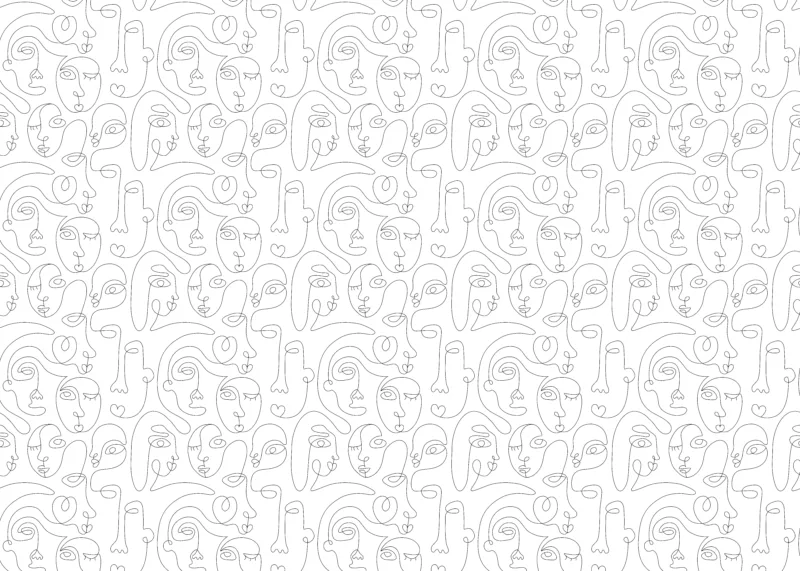 Face Line Black And White Minimalist Art Wall Design Self Adhesive Black and white minimalist line art face design – removable wall covering perfect for contemporary Los Angeles interiors