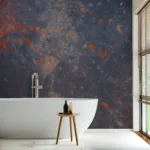 modern bathroom interior with free stand bathtub near window, 3d rendering Distressed rusty texture peel and stick wallpaper for industrial bedrooms in LA lofts – featuring grunge tones and removable material for Southern California Design Studios.