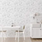 Removable Wallpaper Modern Line Art Abstract Faces Sanfrancisco Room Style Self-adhesive abstract face wallpaper for San Francisco rooms – peel and stick modern wall art in minimalist style