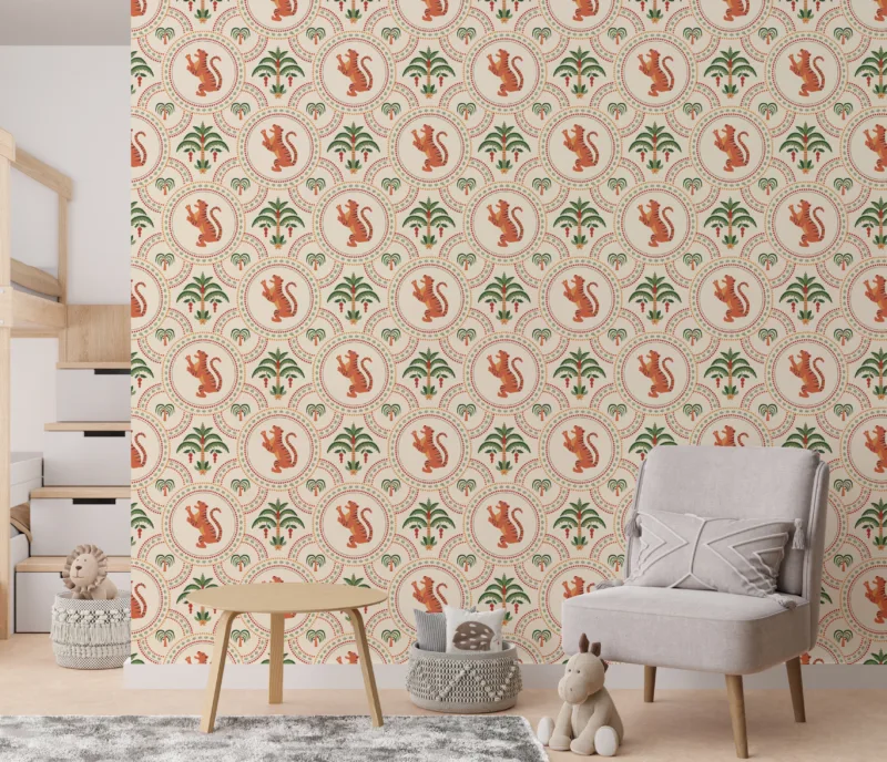 Safari-themed peel and stick wallpaper for children’s rooms, highly searched in Georgia jungle-themed homes.