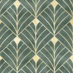 A stunning green and gold Art Deco peel and stick wallpaper, designed with a glamorous style that elevates any living or dining space. This removable wall covering adds a bold geometric touch and luxury vibe, perfect for Boston homes that want stylish wall art with convenience.