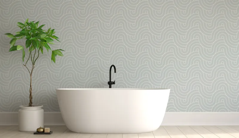 Elegant curved line wallpaper featuring a wave texture, perfect for bedrooms, inspired by Dallas living style and modern home décor.