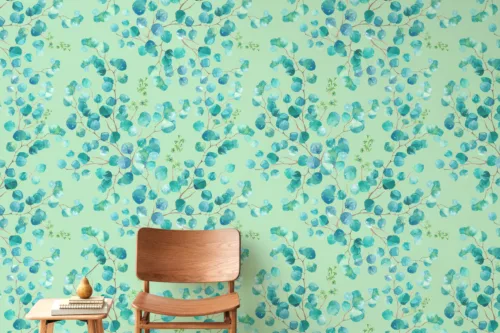 Eucalyptus Wallpaper Watercolor Greenery Design For Living Room Newyork Homes Special Elegant eucalyptus wallpaper with a watercolor greenery design, perfect for living room décor in modern New York homes.