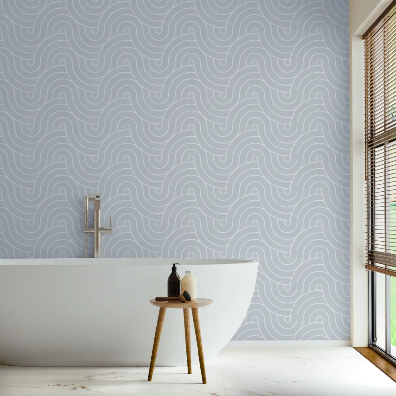 Minimalist wave wall art with geometric design in gray tones, a Miami walls trend that blends simplicity with modern interior aesthetics.