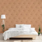 Modern artistic wall mural with abstract face line art in neutral terracotta shades, tailored for stylish Texas interiors.