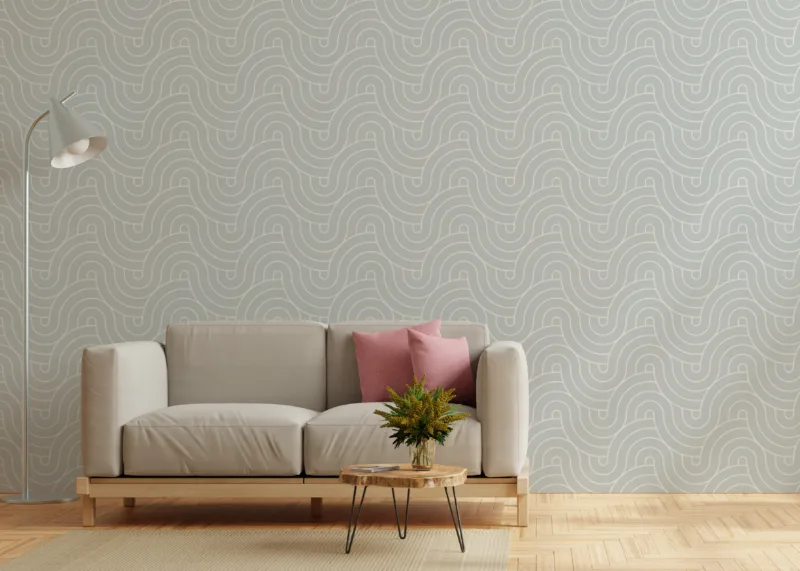 Modern geometric wallpaper with a light grey wave pattern, a special New York homes pick for sleek, stylish, and elegant wall transformations.