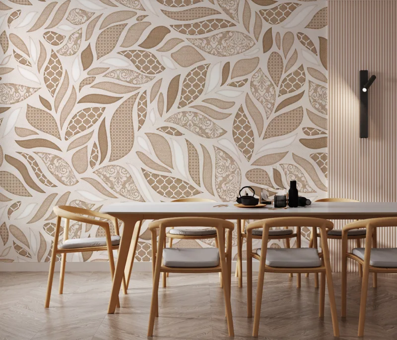 Neutral damask botanical peel and stick wallpaper with soft tones, enhancing Miami interiors and favored in stylish UK and Australian living spaces.