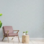 Retro wall design featuring a grey abstract curve style, a Los Angeles décor favorite for adding character and artistic flair to interiors.