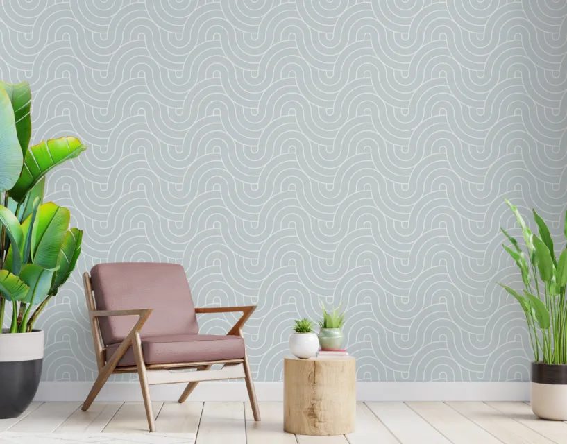 Retro Wall Design Grey Abstract Curve Style Losangeles Decor Favorite Retro wall design featuring a grey abstract curve style, a Los Angeles décor favorite for adding character and artistic flair to interiors.