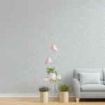 Vinyl wallpaper with a modern wavy design in light tones, part of the Phoenix room collection for fresh, elegant, and easy wall styling.