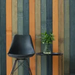 Blue orange striped peel and stick wallpaper for living room walls with smooth vinyl finish, New York Homes Special design for modern interiors.