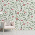 Botanical Peel And Stick Wallpaper With Pink Watercolor Vintage Flowers Mural For Bedroom And Living Room In Chicago Homes Special USA Design