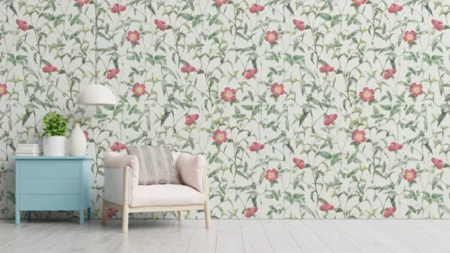 Botanical Peel Stick Wallpaper Watercolor Vintage Flower Mural Bedroom Living Room Chicago Wall Magic Botanical Peel And Stick Wallpaper With Pink Watercolor Vintage Flowers Mural For Bedroom And Living Room In Chicago Homes Special USA Design