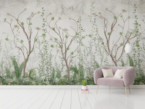 Chinoiserie Tree Mural Wallpaper Removable Peel And Stick Bedroom Wall Los Angeles Design Touch Chinoiserie Tree Mural Wallpaper in Soft Green Peel and Stick Style Perfect for Los Angeles Bedrooms and Modern US Homes