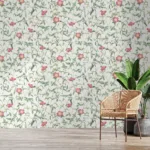 Cottagecore Style Wallpaper With Pink Floral Watercolor Pattern Removable Peel And Stick Wall Art For Garden Style Rooms In Miami Coastal Inspired Homes