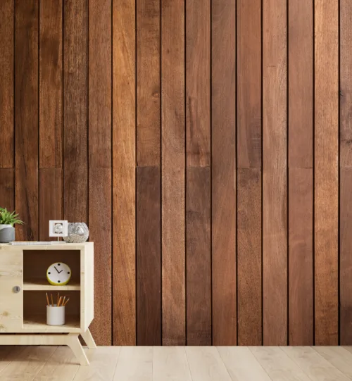 Faux Wood Wallpaper Brown Removable Vinyl Bedroom Accent Los Angeles Home Vibe Faux brown wood removable wallpaper, vinyl wall style for bedroom accent, trending home vibe with natural wood appearance.