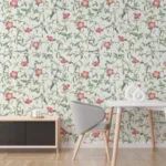 French Country Wallpaper With Pink Wildflowers Watercolor Style Peel And Stick Bedroom Mural For Philadelphia Homes Adding Soft Natural Country Vibe