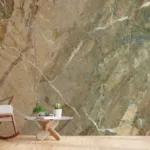 Luxury green marble vinyl wall mural, removable peel and stick wallpaper for elegant wall art, crafted.