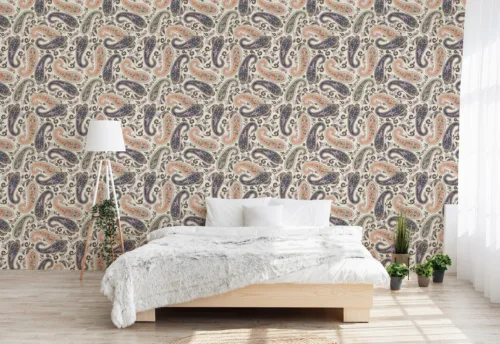 Paisley Boho Wallpaper Vintage Colorful Decor Bedroom Removable Print Newyork Homes Special Transform your bedroom into a stylish retreat with this Paisley Boho Wallpaper, featuring a vintage and colorful design that brings charm and vibrancy to your walls.