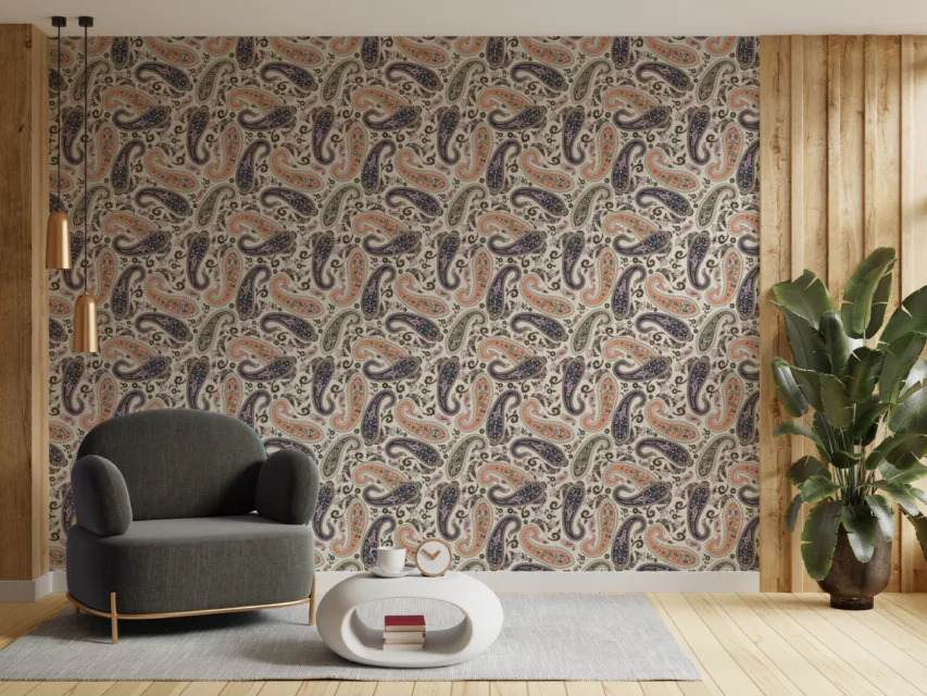 Paisley Wallpaper Vinyl Decor Colorful Boho Retro Bedroom Accent Miami Homes Look This Paisley Wallpaper in colorful vinyl design is the ultimate choice for boho and retro bedroom décor, delivering a stylish accent that captures the essence of Miami homes.