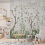 Vintage Forest Wallpaper Mural With Birds Nature Inspired Peel and Stick Wall Covering Perfect for Texas Homes and Classic US Wall Art
