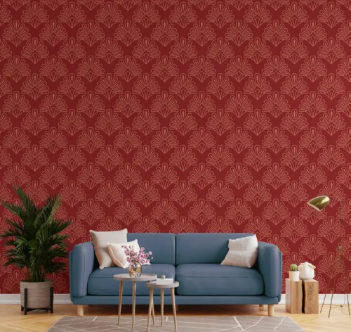 Peel And Stick Wallpaper Red Geometric Shell Motif Removable Deco Mural Houston Room Update Designed with a geometric shell motif, this wallpaper adds texture and visual appeal to any room. The vibrant red color enhances walls with warmth, making it perfect for bedrooms, living rooms, or creative studio spaces.