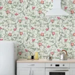 Pink Rose Botanical Floral Wallpaper Mural In Watercolor Style Peel And Stick Material For Bedroom Walls Special Homes Nature Luxe Wall Covering