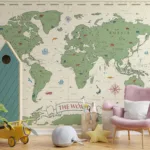 These wall art designs feature beautifully illustrated world map posters perfect for nurseries, classrooms, and playrooms.