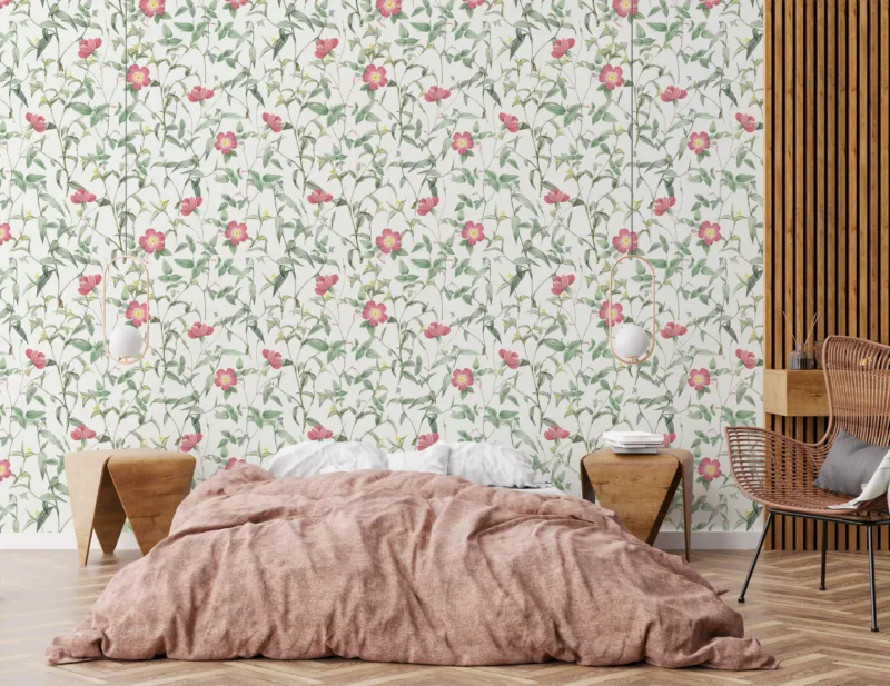 Wildflower Wall Mural With Vintage Roses In Watercolor Pattern Removable Peel And Stick Decal For Cottagecore Style Bedroom Walls Dream Homes USA