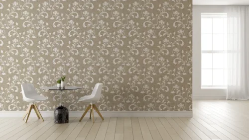 Beige Floral Wallpaper Peel Stick Removable Vine Pattern Bedroom Newyork Homes Special Elegant beige floral peel and stick wallpaper for cozy New York bedrooms, perfect for soft neutral wall Deco and modern home art styling.