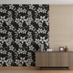 Vintage black and white floral peel and stick wallpaper for stylish apartments, adding botanical charm to modern bedrooms and living room Decor.
