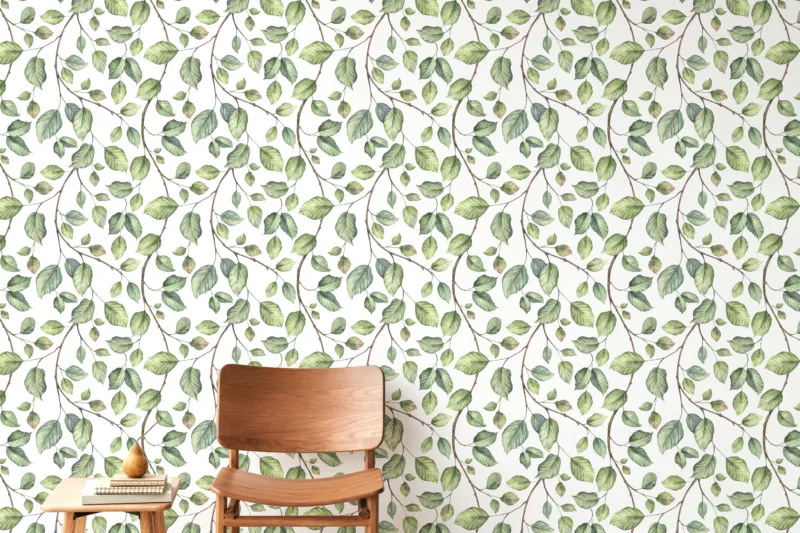 Modern botanical peel and stick wallpaper for bedroom decor inspired by New York City urban loft homes, ideal for nature and art lovers across the USA.