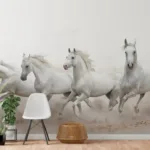 Elegant Horse Running Equestrian Wall Mural for Living Room Decor in Austin Texas – Peel and Stick Animal Art Wallpaper