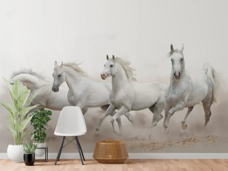 Elegant Horse Running Equestrian Wall Mural for Living Room Decor in Austin Texas – Peel and Stick Animal Art Wallpaper