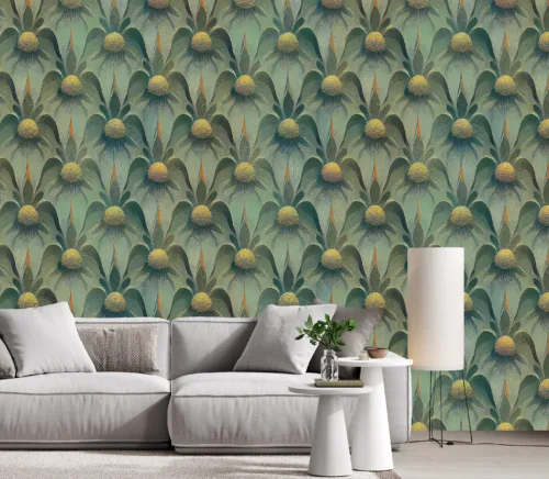 Floral Green Teal Vintage Wallpaper Modern Botanical Style Wall Decor Trend Losangeles Home Stylish floral green teal vintage wallpaper with modern botanical style, trending wall décor choice for Los Angeles homes and contemporary interiors.