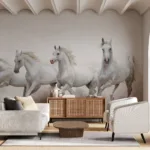 Western Galloping Horses Removable Wallpaper Mural – Rustic Animal Design Perfect for Homes in Manchester UK