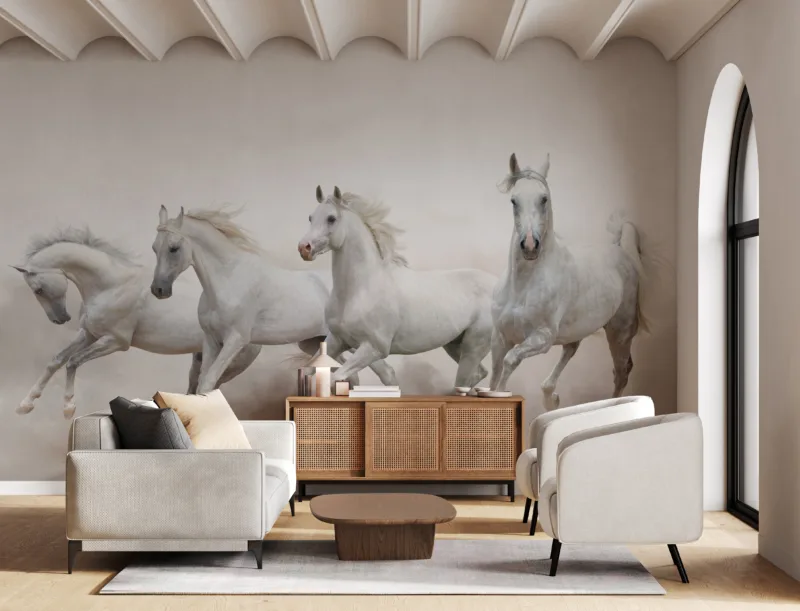 Western Galloping Horses Removable Wallpaper Mural – Rustic Animal Design Perfect for Homes in Manchester UK