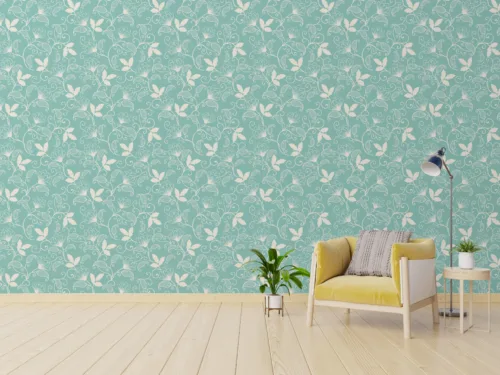 Nature Inspired Floral Wallpaper Soft Teal Peel Stick Art Nashville Homes Decor Soft teal nature-inspired floral peel and stick wallpaper, ideal for cozy interiors in Nashville and charming homes .