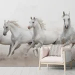Neutral Western Horse Wall Art Mural – Serene Peel and Stick Wallpaper Style for Bedrooms.